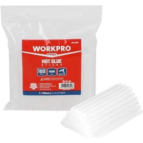 Resim Workpro Wp432001 7x100mm Sıcak Silikon Tabancası İçin 100 Adet Şeffaf Yedek Silikon/mum 