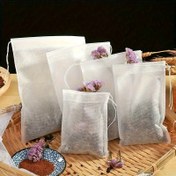 Resim 100 adet İpli Tek Kullanımlık Çay Demlik Torbaları - Gıda Sınıfı Beyaz Dokumasız Kumaş, Gevşek Yaprak Çay & Baharatlar İçin Mükemmel, Kullanımı & Temizlemesi Kolay, Çay Aksesuarları 