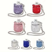 Resim 1 adet Taşınabilir Işıltılı Taşlı Mini Metal Küçük İlaç Kutusu Anahtarlık Seyahat Dış Mekan Hap Saklama Kutusu Araba Asma Süsü ve Çanta Süsü için Uygun 