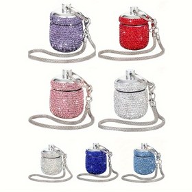 Resim 1 adet Taşınabilir Işıltılı Taşlı Mini Metal Küçük İlaç Kutusu Anahtarlık Seyahat Dış Mekan Hap Saklama Kutusu Araba Asma Süsü ve Çanta Süsü için Uygun 