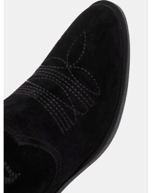 Resim Sam Kadın Siyah Gerçek Süet Deri Western Bot Sedef 