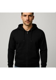 Resim Axxel Erkek Siyah 2 İplik Fermuarlı Kapüşonlu Sweatshirt-w1084 Siyah 
