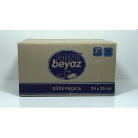 Resim Peçete 24X25 Cm 100'Lü 32 Paket Mavi-Beyaz 