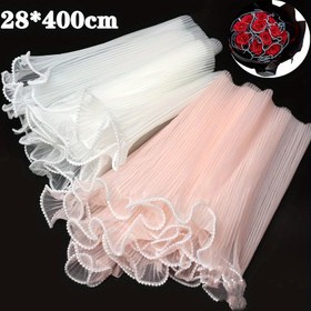 Resim 1 adet Beyaz Şifon Dalgalı Organza, Gül Buketi Sarma için Pilili Çiçek Örgüsü, Elektrik Gerektirmez, Sevgililer Günü & Paskalya Parti Süslemeleri için İdeal 