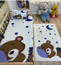 Resim Bulutta Ayıcık Dijital Baskı Çocuk Oda Halısı Çok Renkli 