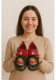 Resim Şimşek Mcqueen Desenli Erkek Çocuk Panduf Siyah Siyah 