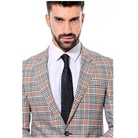 Resim Wessi Ekose Desenli Slim Fit Turuncu Siyah Erkek Ceket - Wessi Turuncu 