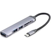 Resim Epilons Usb Hub Combo 5In1 Usb Type-C Sd + Tf Card Gri HDX7039 