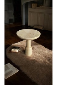 Resim Simillo Home&Living WOOD Wooden Ahşap Tekli Ürgüp Mantar Yan Sehpa Modern Naturel Renk Fiskos 