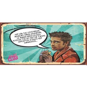 Resim dövüş kulübü replikli mini retro ahşap poster 