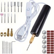 Resim Hafif Taşınabilir El Aleti, Kesme, Taşlama, Oyma, Parlatma, Hassas Delme USB Mini Matkap 