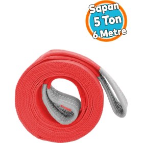 Resim Yük Kaldırma Sapan Polyester Spanzet 5 Ton 6 Metre Kırmızı Sağlam Taşıma Indirme Araç Çekme Halat 