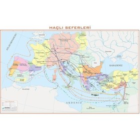 Resim Gürbüz Haçlı Seferleri Haritası 70X100CM Askılı. Çıtalı 