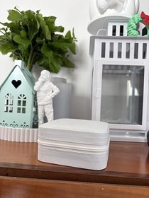 Resim Fermuarlı Takı Kutusu Organizer - Aynalı/Aynasız Seçenekli, Yüzük Küpe Kolye Düzenleyici, Seyahat Tipi Mücevher Kutusu (Farklı Renkler) (Buz Mavisi, Aynasız) 