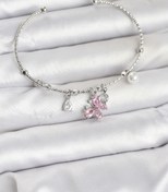 Resim BURCU MODA Pembe Kelebek Charmlı Gümüş Renk Kadın Bileklik 