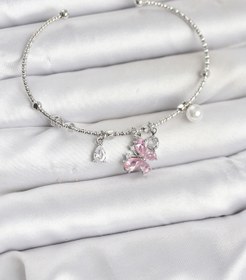 Resim BURCU MODA Pembe Kelebek Charmlı Gümüş Renk Kadın Bileklik 