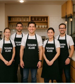 Resim Bk Gift Kişiye Özel Logolu Mutfak-atölye 5li Profesyonel Siyah Mutfak Önlüğü-1, Aşçı Önlüğü, Şef Önlüğü, Atölye Önlüğü Kobitmeyencom34026 Bk Gift 