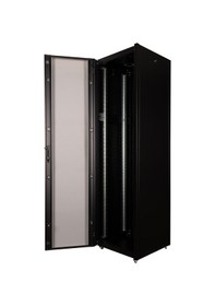 Resim Lande Demonte 42u 600x600 Hyperline Dikili Tip Rack Kabinet Siyah Ön Cam Kapak / Tekerlekli 