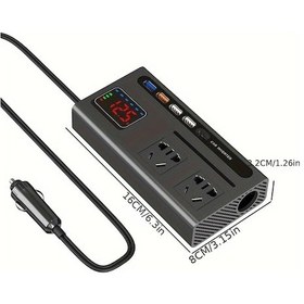 Resim Boatshop1 G8 Artı Kxiy 200w Araç İnverteri 12v 24vden 110v 220v Dönüştürücü Led Ekran 4 Usb Port 