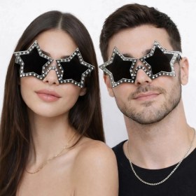 Resim Gümüş Renk Disko Yıldızı Parti Gözlüğü 16X7 cm 