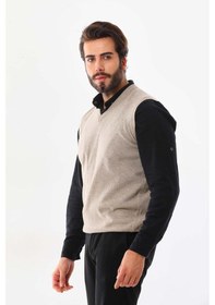 Resim Günay Erkek V Yaka Yün Süveter 0108 Bej 