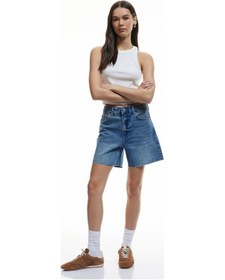 Resim Koton Düğmeli Cep Detaylı Mini Rahat Kalıp Denim Şort Orta İndigo 5sal40002md Indigo 