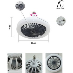 Resim 30w Fanlı Led Ampul / 3 Renk Işık /fan Hız Ayarlı Siyah Kasa 