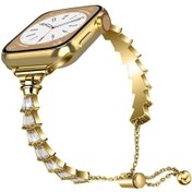 Resim Sones Çinko Alaşımlı Elmas Taç Bilezik Saat Kordonu iOS Uyumlu Watch Ultra 49mm / Seri 8-7 45mm 