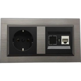 Resim Ovivo Quantum Bakır 2'li Set Topraklı Priz Ve Cat5 Data Priz Set 