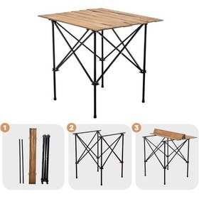 Resim Katlanabilir Ahşap Kamp Ve Piknik Masası - Akordion - 54023 Çok Renkli 