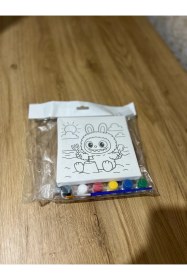 Resim 15x15 Cm Çocuk Tuval Seti 6 Lı Boya Ve Fırça Dahil 