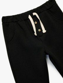 Resim Erkek Bebek Beli Lastikli Düğmeli Basic Şardonlu Jogger Eşofman Altı 