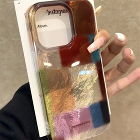 Resim IND Renkli Nefes Alabilen Vortex Kabuk Kare Puzzle Cep Telefonu Kılıfı, Apple 11 12 13 14 15 16 Pro Max için Uygun 