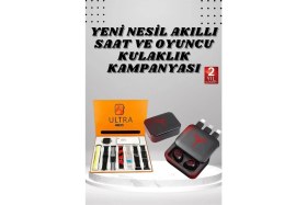 Resim Pileli Store Pilelistore Dijital Göstergeli Powerbank Kablosuz Kulaklık ve 7 Kordonlu Yeni Nesil Akıllı Saat Dokunmatik Kontrol 