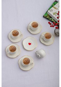 Resim Emsan Kalpten Kalbe 6 Kişilik Kahve Fincan Takımı 90 Ml 