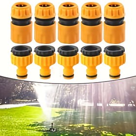 Resim 10 Adetlik Üniversal Hortum Hızlı Bağlantı Parçaları, Plastik Bahçe Sulama Musluğu Adaptörleri, Avrupa ve Amerika Standartları için 3/4 ve 1/2 İnç Dişli Su Musluğu Bağlantı Parçaları 