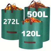 Resim Saplı Ekstra Büyük Ağır Hizmet Tipi Bahçe Çöp Torbaları - Yeniden Kullanılabilir, Su Geçirmez Bahçe Atık Torbaları Yapraklar & Çim için - 500L/272L/120L Boyutlarında Mevcut 