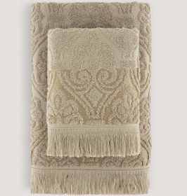 Resim Arliva Home Hürrem Jakarlı 2lı Banyo Setı Kahve 90x150 50x80 