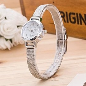 Resim Generisch Bayan Saatleri Analog Kuvars Paslanmaz Çelik Saat Kayışı Bayan Saati Örgü Çelik Kadınlar için Paslanmaz Çelik Bilek Spor Saat Renkler 