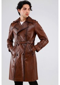Resim Erkek Hakiki Deri Trençkot (544947212) Açık Kahverengi 