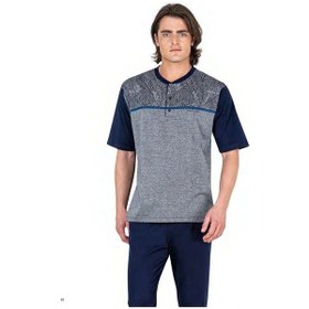 Resim 6053 Erkek Lacivert Kısa Kollu 3 Lü Jakarlı Pijama Takımı Lacivert 