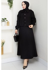 Resim Cerza Ceket Etek İkili Takım 1534 - Siyah Siyah 