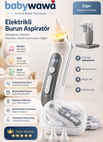 Resim babywawa H-031 Şarjlı Kendini Temizleyen 5 Kademe Burun Aspiratörü 0-12 Yaş Işıklı Müzikli Nasal Aspiratör 