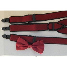 Resim Bordo Papyon & Bordo Pantolon Askısı İkili Kombin Yetişkin Boy Bordo 