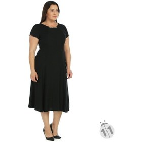 Resim 4088S-Nidya Moda Büyük Beden Elbise Sem Krep Çok Renkli 