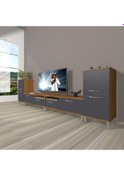 Resim Decoraktiv Eko 9200 Mdf Krom Ayaklı Tv Ünitesi Tv Sehpası Ceviz - Antrasit 