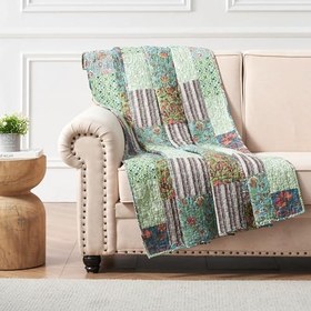 Resim Greenland Home Jasmin Boho Tarzı Ters Çevrilebilir Örtü Yorganı, 127x152 cm, Yeşim Taşı 