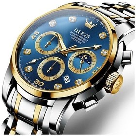 Resim Yingfu Olevs 2889 Erkekler Su Geçirmez Kuvars Saat Mavi Altın Çok Renkli/ Çok Renkli 