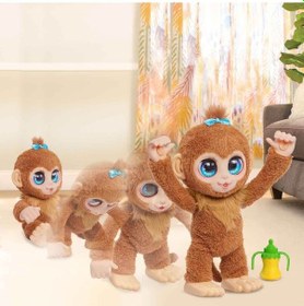 Resim Giochi Presiozi Sesli Ve İnteraktif Furreal Yavru Maymun Fıstık 40 Cm Fur06000 Kahverengi 