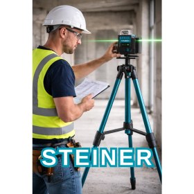 Resim Steiner Profesyonel 12 Köşe Yeşil Çizgi Lazer Otomatik Hizalama Çantalı + 100MT Lazer Metre + Tripod 